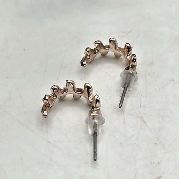 "5/$25" 2 Pairs Rhinestone Bling Earrings Black Acrylic Goldtone Hoop Post Stud - Picture 8 of 9